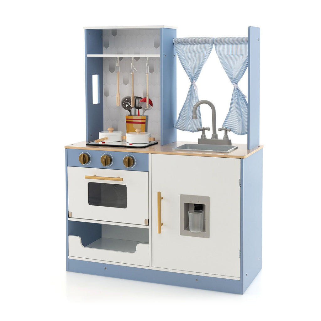 Wooden Kitchen Playset with Cookware and Storage for Kids