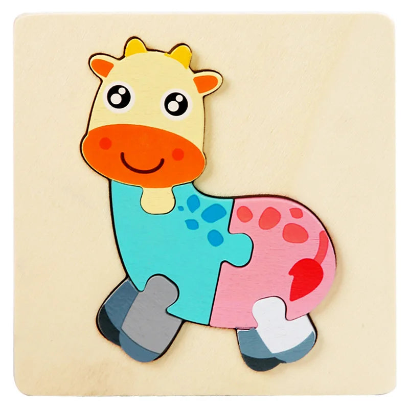  Wood Cartoon Animals Cognitive Jigsaw Puzzle 
