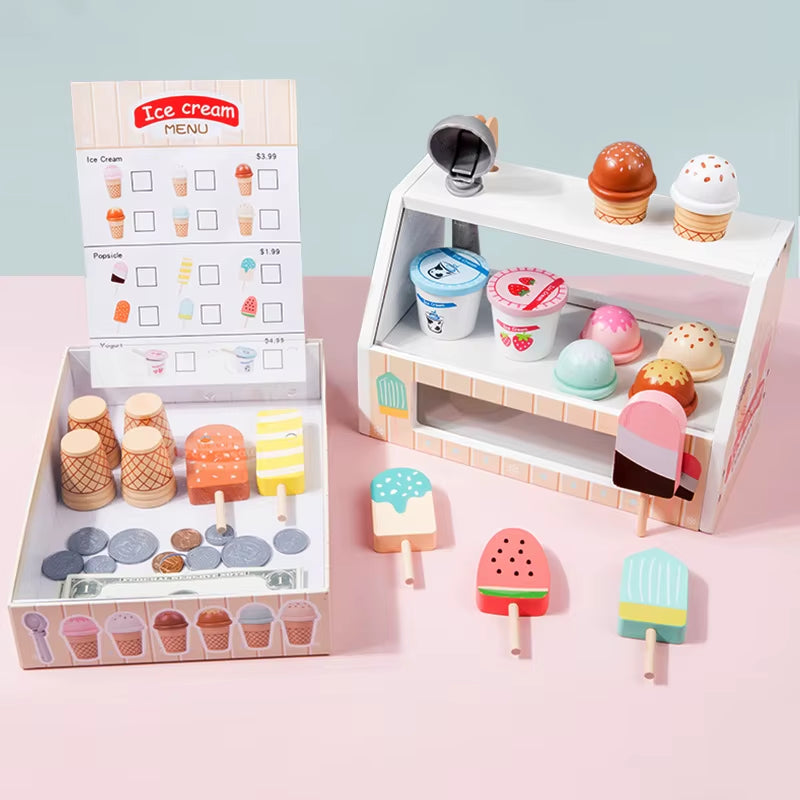 Wooden Ice Cream Counter Playset