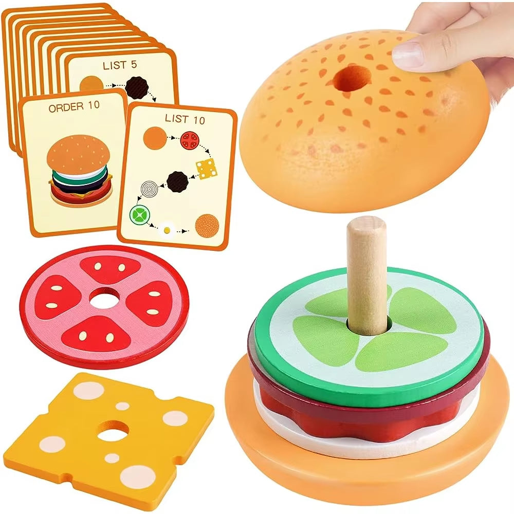 Montessori Wooden Burger Stacking Toy