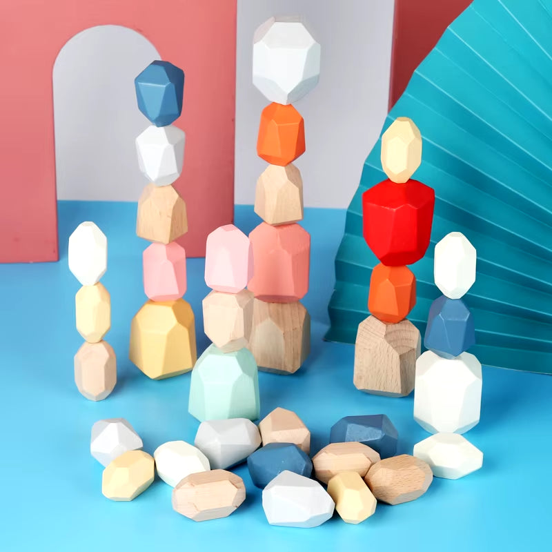 Sensory Wooden Building Stacking Rocks Stones