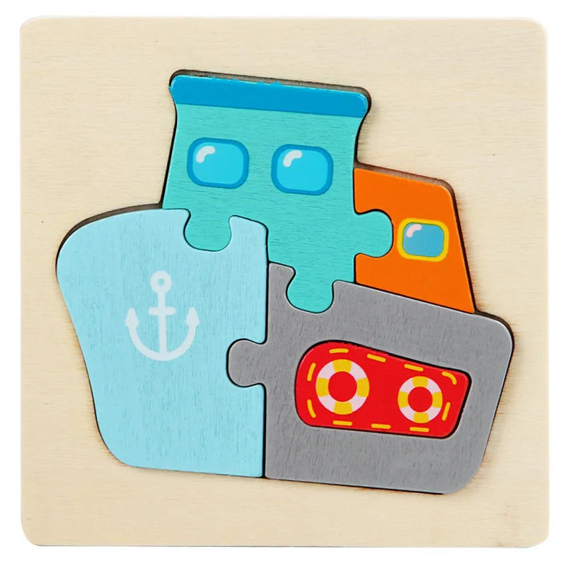  Wood Cartoon Animals Cognitive Jigsaw Puzzle 