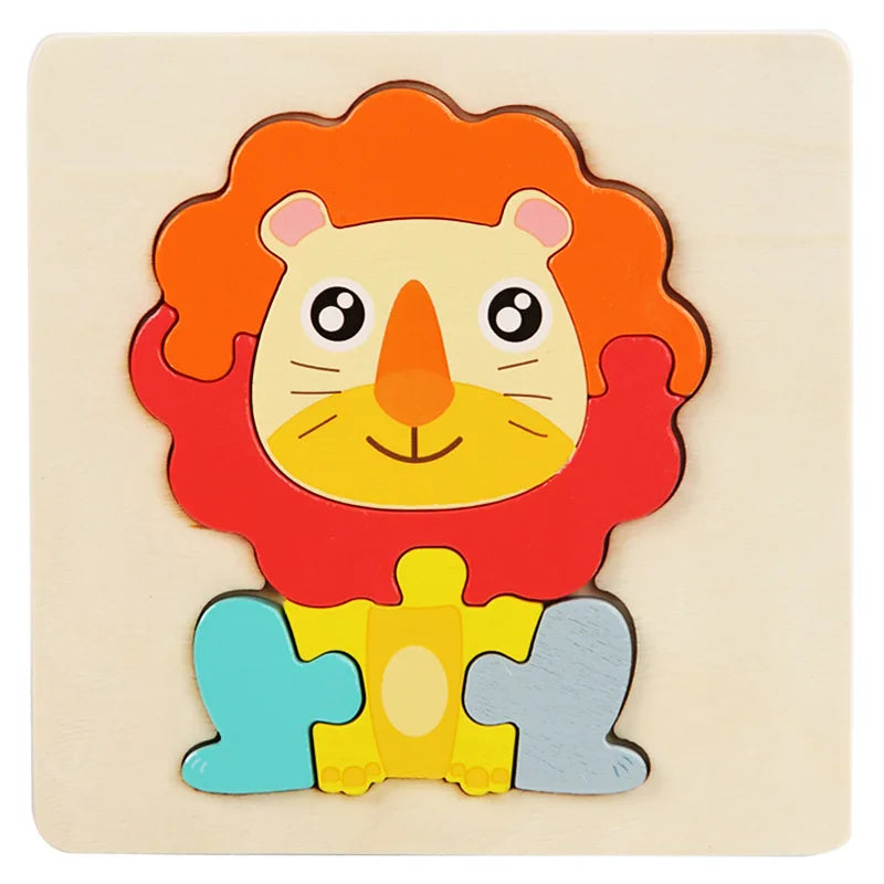  Wood Cartoon Animals Cognitive Jigsaw Puzzle 