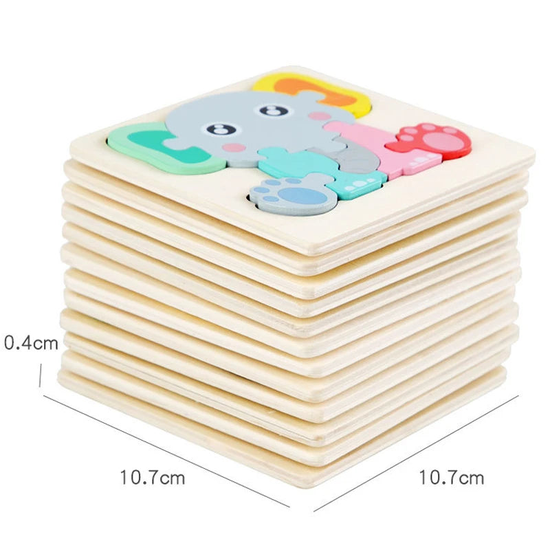  Wood Cartoon Animals Cognitive Jigsaw Puzzle 