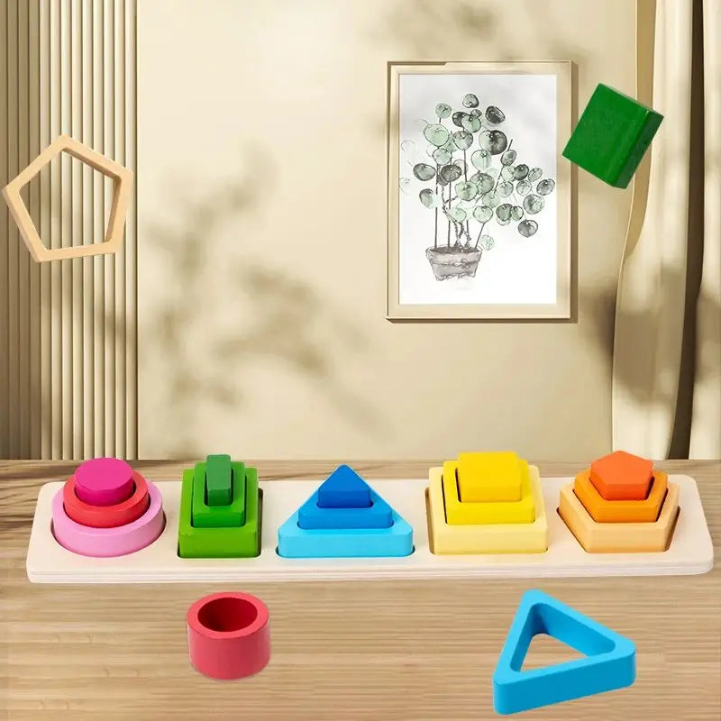 Montessori Wooden Shape Stackers"