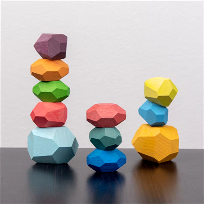 Sensory Wooden Building Stacking Rocks Stones