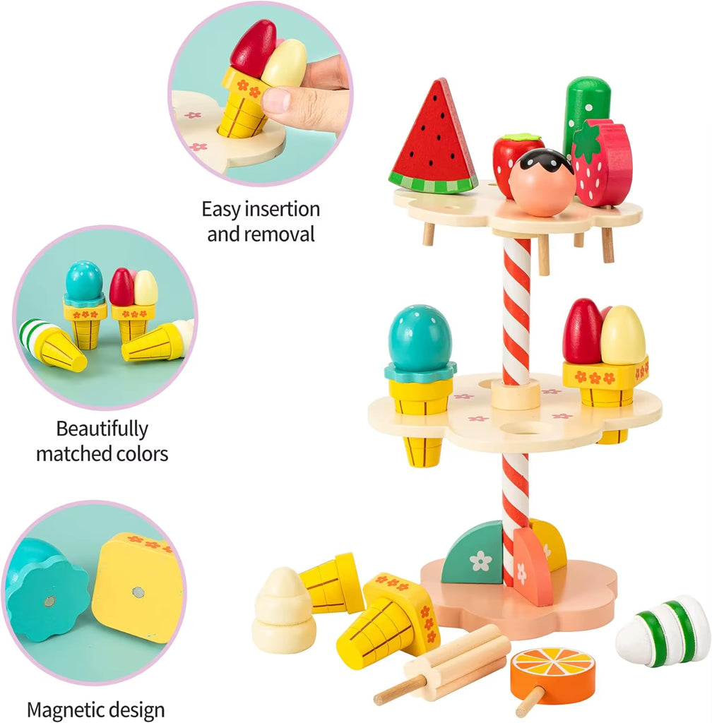 Wooden Ice Cream Counter Playset