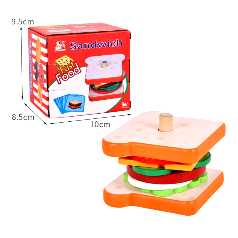 Montessori Wooden Burger Stacking Toy