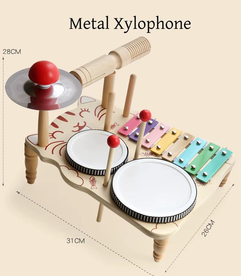 Wooden Xylophone Drum Set for Toddlers