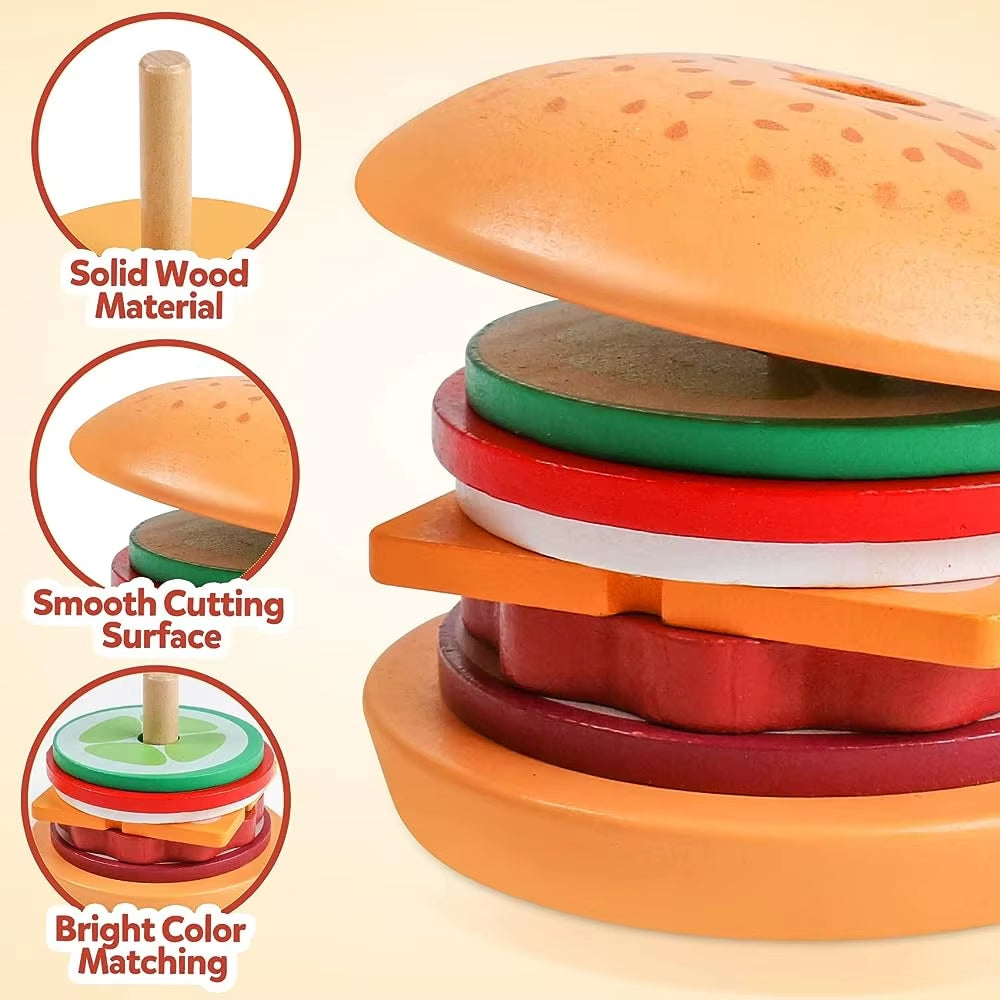 Montessori Wooden Burger Stacking Toy