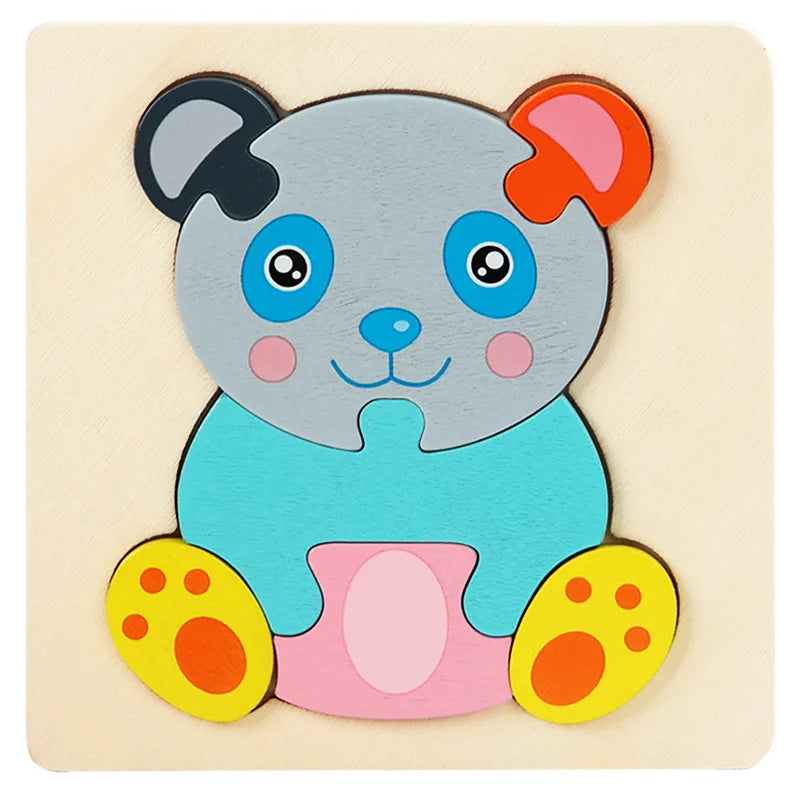  Wood Cartoon Animals Cognitive Jigsaw Puzzle 