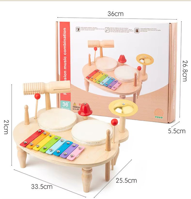 Wooden Xylophone Drum Set for Toddlers