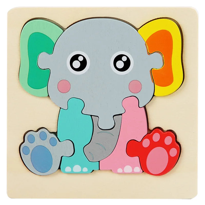  Wood Cartoon Animals Cognitive Jigsaw Puzzle 