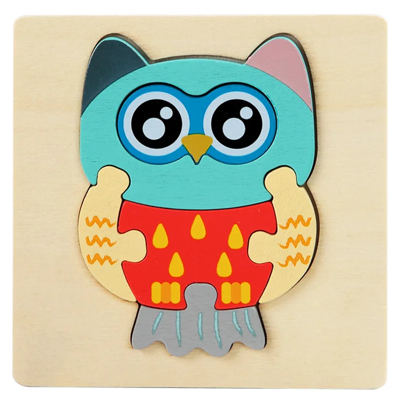  Wood Cartoon Animals Cognitive Jigsaw Puzzle 
