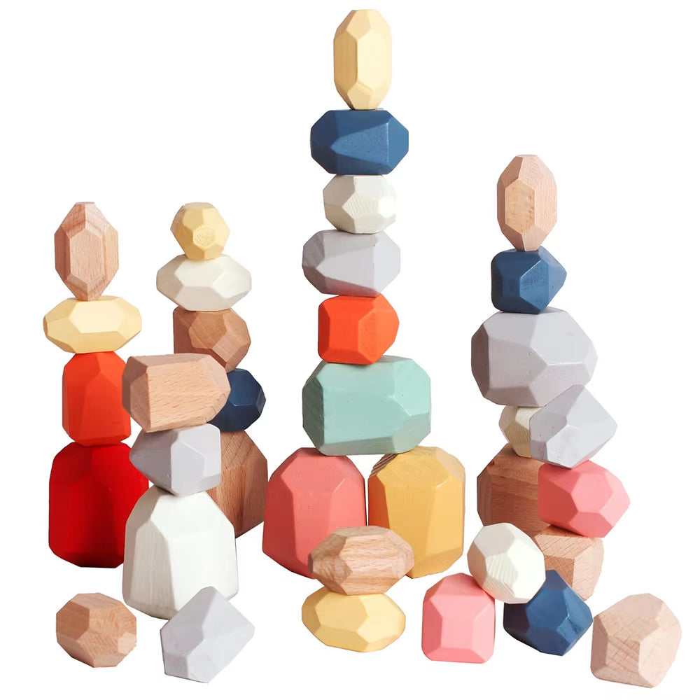 Sensory Wooden Building Stacking Rocks Stones