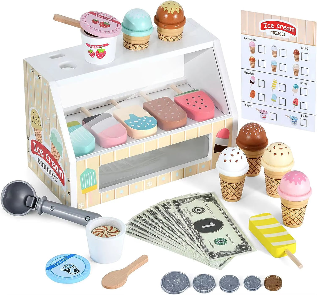 Wooden Ice Cream Counter Playset