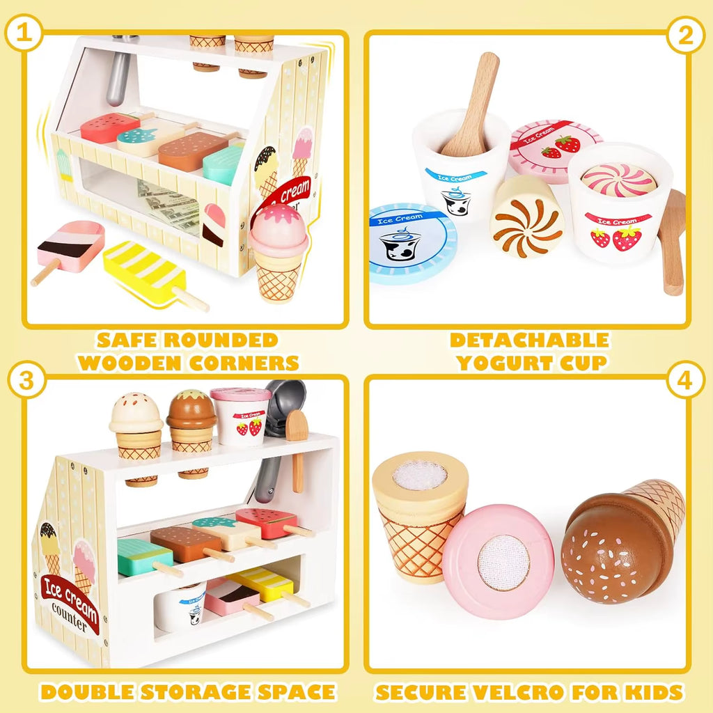 Wooden Ice Cream Counter Playset