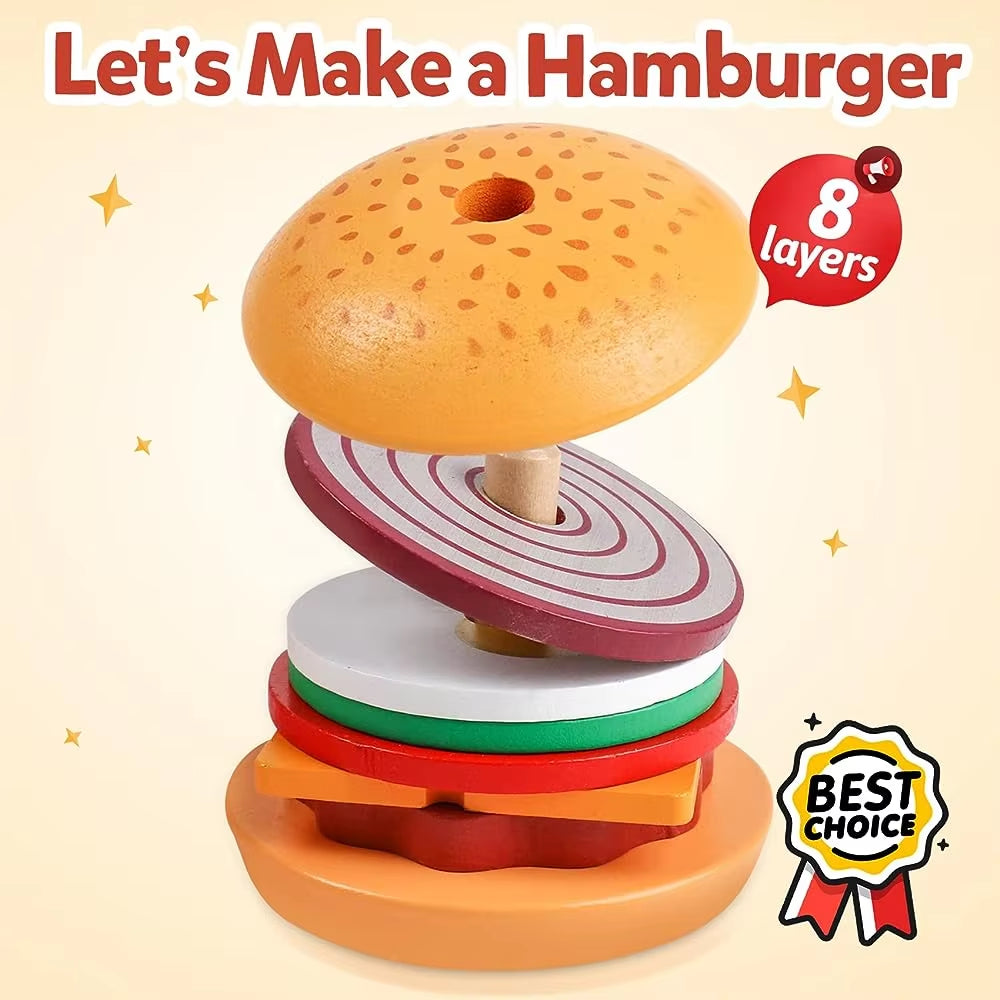 Montessori Wooden Burger Stacking Toy