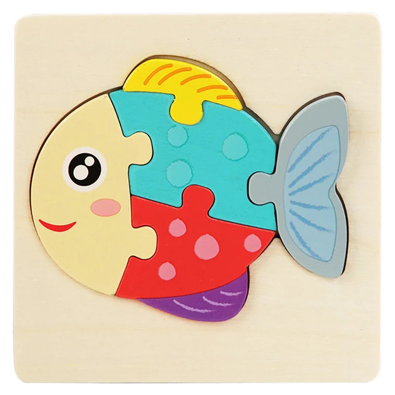  Wood Cartoon Animals Cognitive Jigsaw Puzzle 