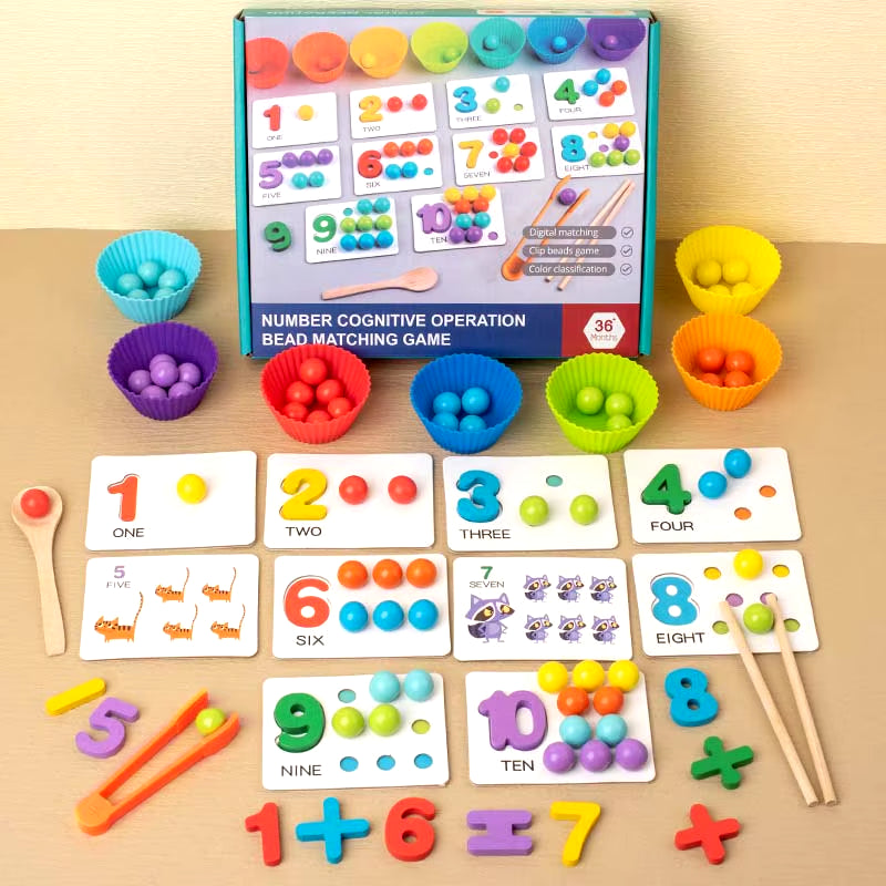 Montessori Mathematics Props Baby Digital Cognitive Pairing Puzzle Puzzle Igenious Ingenious Pearl Children'S Fine Action Toys