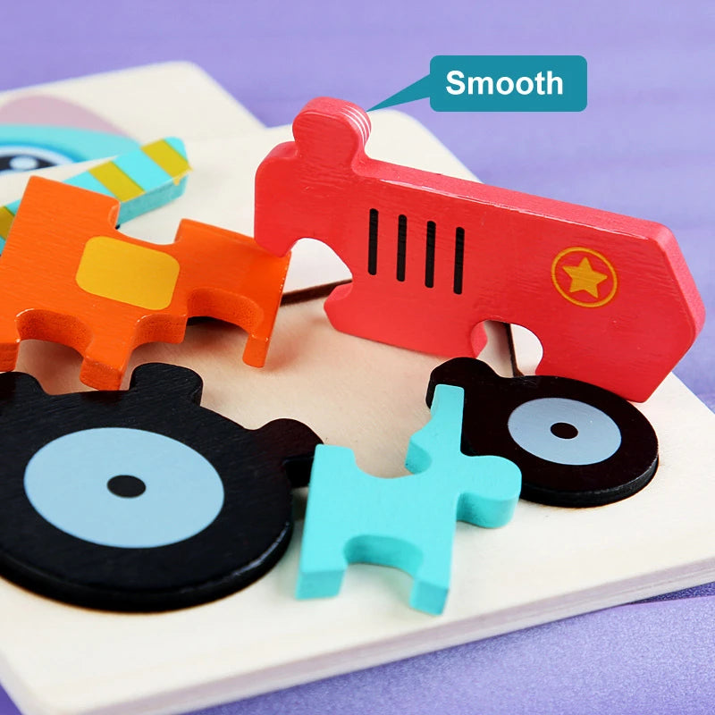  Wood Cartoon Animals Cognitive Jigsaw Puzzle 