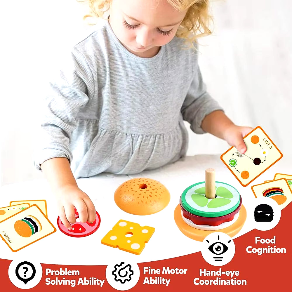 Montessori Wooden Burger Stacking Toy