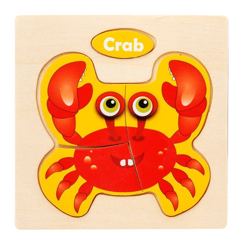  Wood Cartoon Animals Cognitive Jigsaw Puzzle 